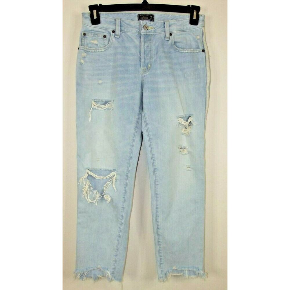 Abercrombie & Fitch Jeans Womens Sz 2/26 Ames Low Rise Slim Boyfriend Distressed